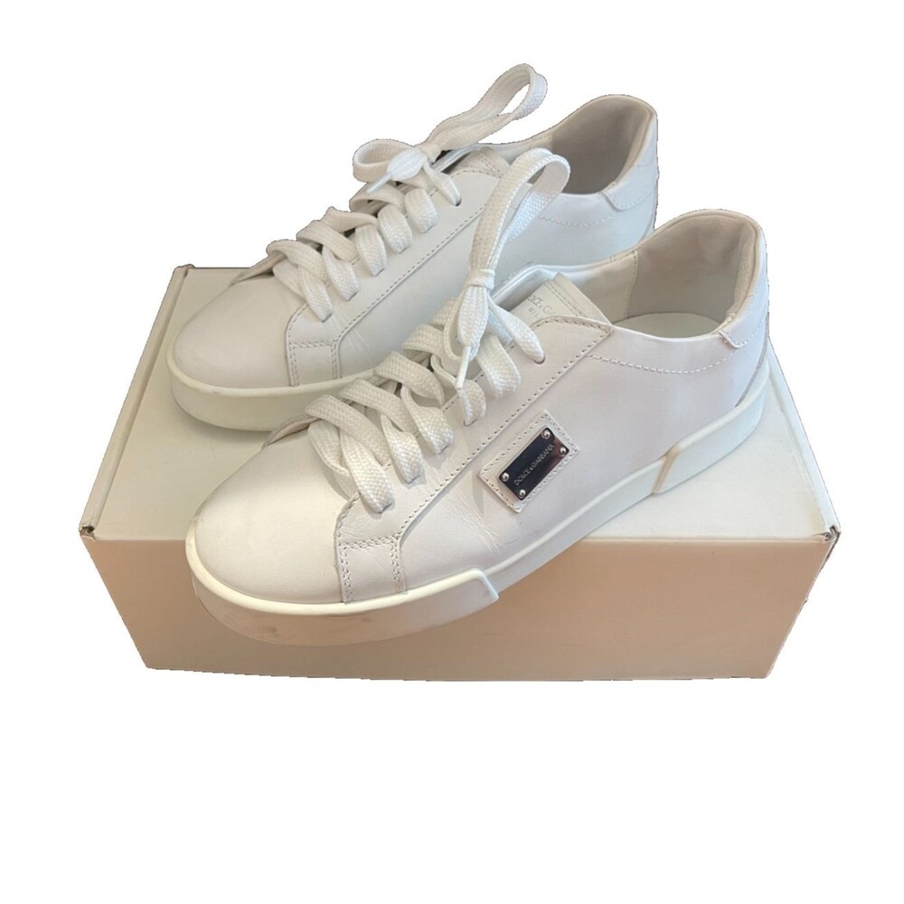 Dolce&Gabbana Kids Leather Portofino Low-Top Sneakers White Maglina Size 35 3.5